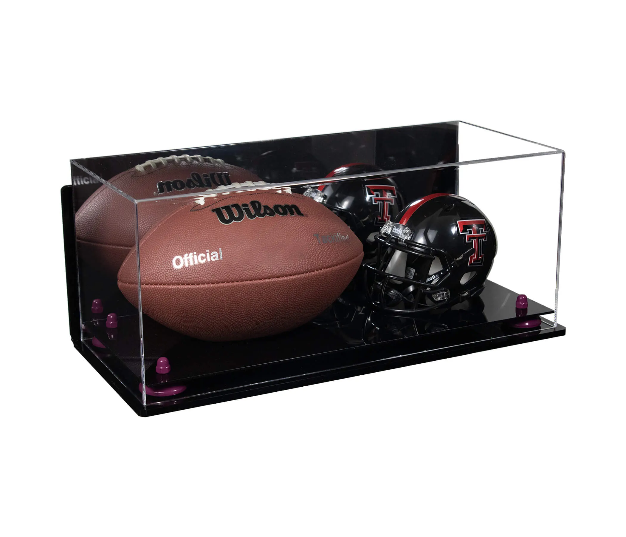 Full-Size Football and Mini Helmet (not Full Size) Display Cases - Mirror Wall Mounts (A103/B47)