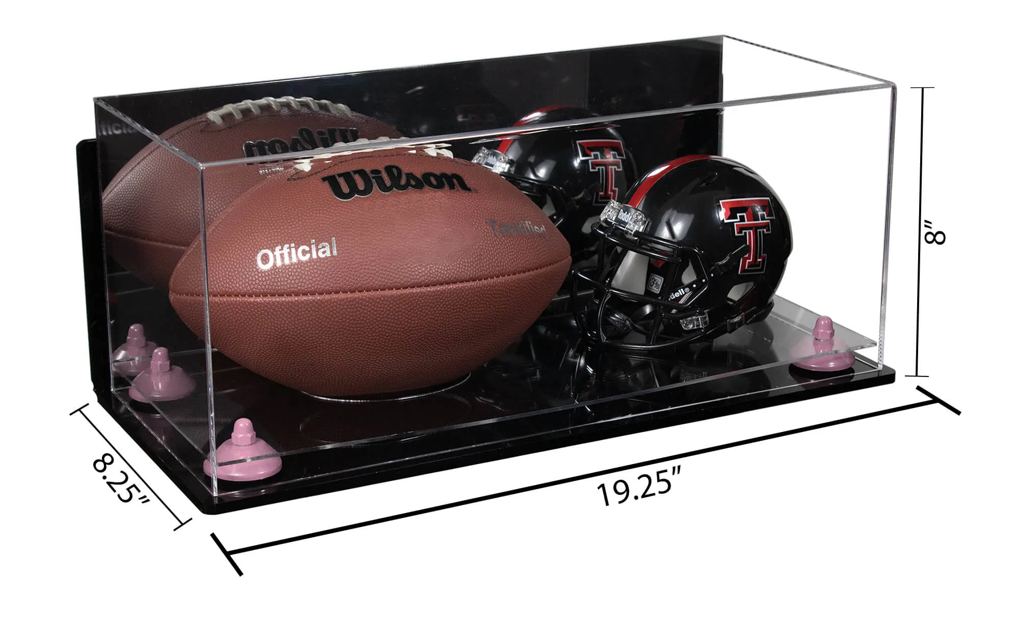 Full-Size Football and Mini Helmet (not Full Size) Display Cases - Mirror Wall Mounts (A103/B47)