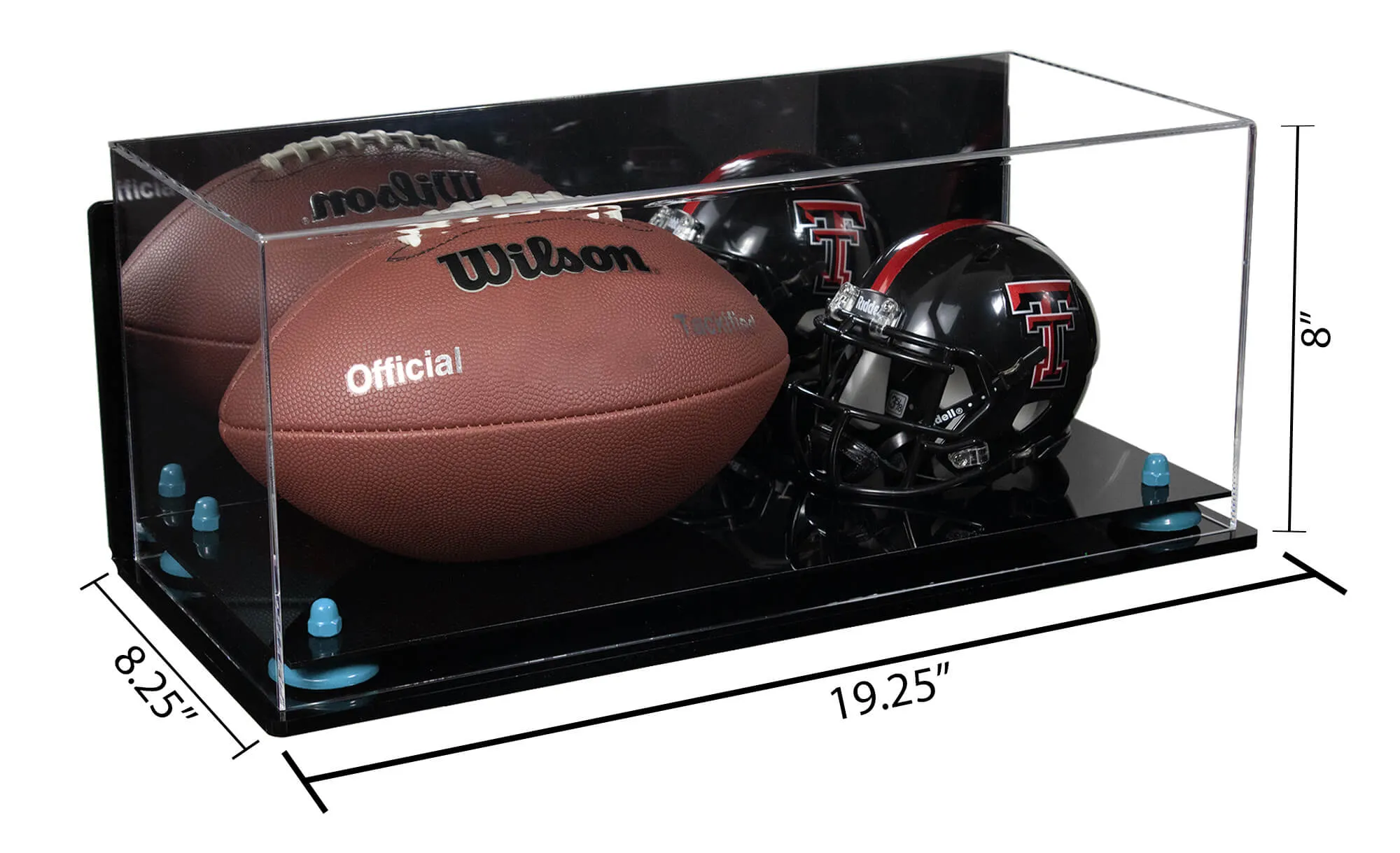 Full-Size Football and Mini Helmet (not Full Size) Display Cases - Mirror Wall Mounts (A103/B47)