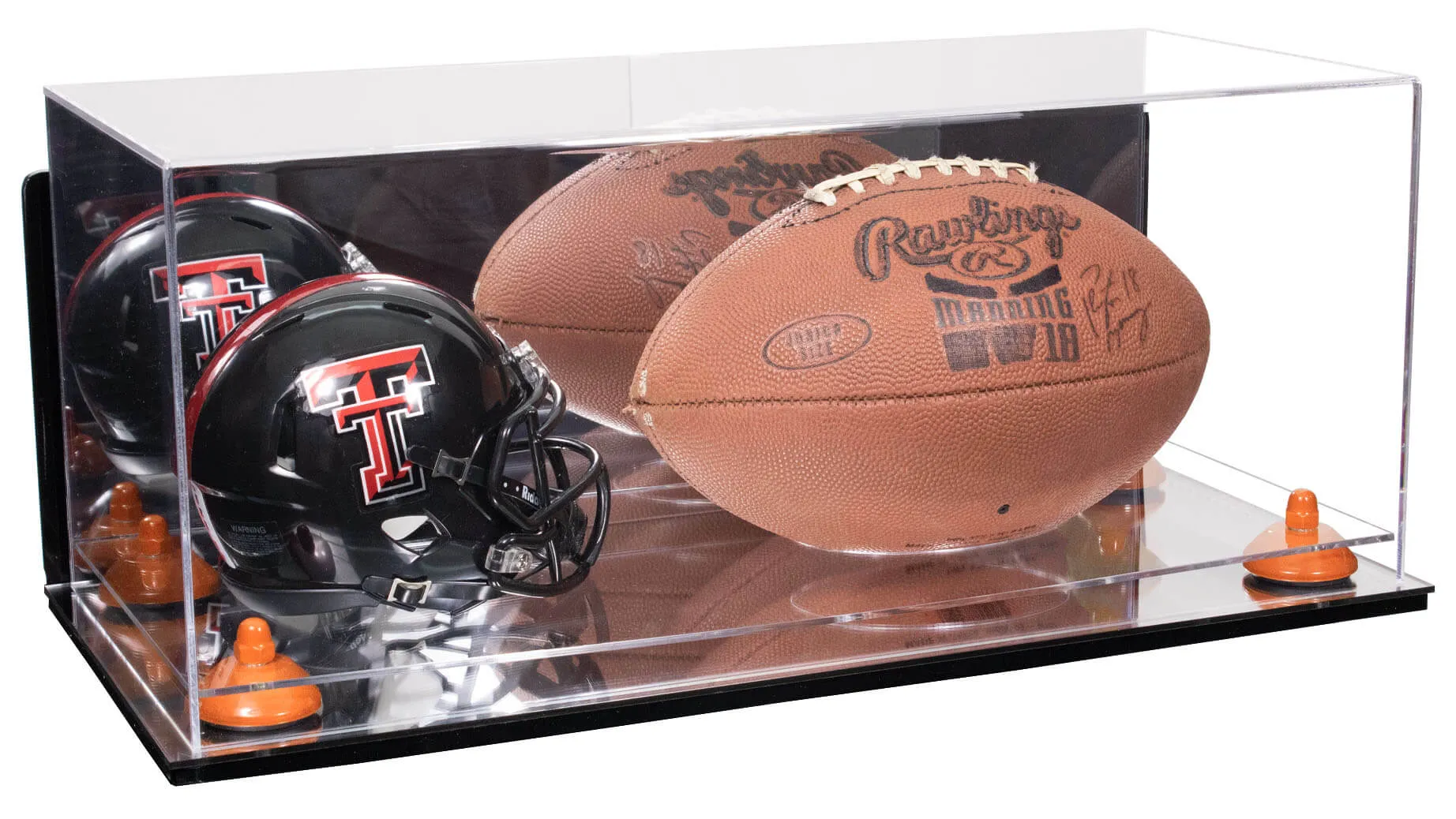 Full-Size Football and Mini Helmet (not Full Size) Display Cases - Mirror Wall Mounts (A103/B47)