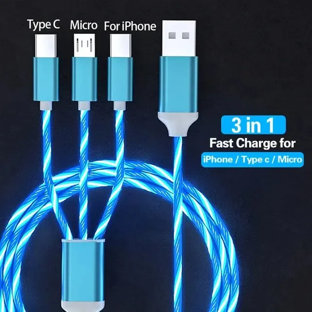 Glowing LED Light 3-in-1 Cable