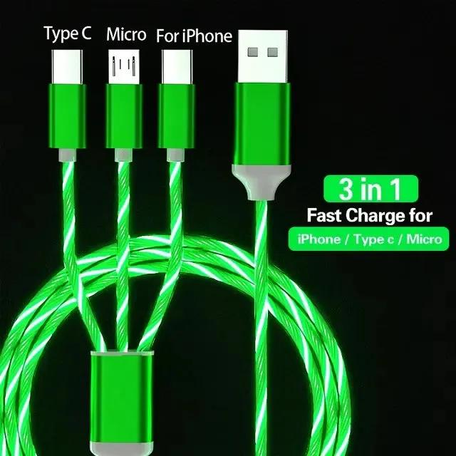 Glowing LED Light 3-in-1 Cable