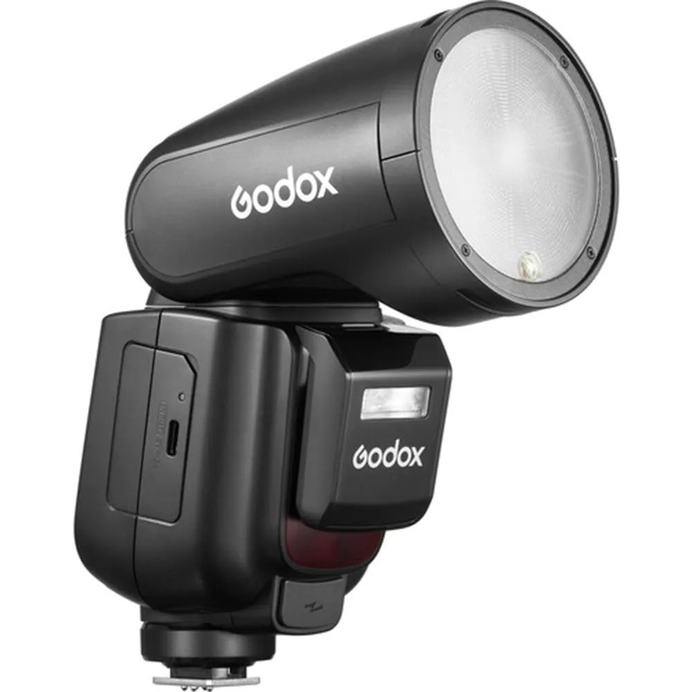 Godox V1Pro C Flash with Round Head, Auto Zoom Control, Range 28-105mm, Tilts 7 to 120, Rotates 330 Degree Built-In LED Modeling Lamp for Canon E-TTL, E-TTL II