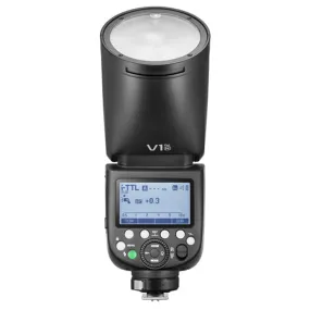 Godox V1Pro N Flash with Round Head, Auto Zoom Control, Range 28-105mm, Tilts 7 to 120, Rotates 330 Degree Built-In LED Modeling Lamp for Nikon i-TTL