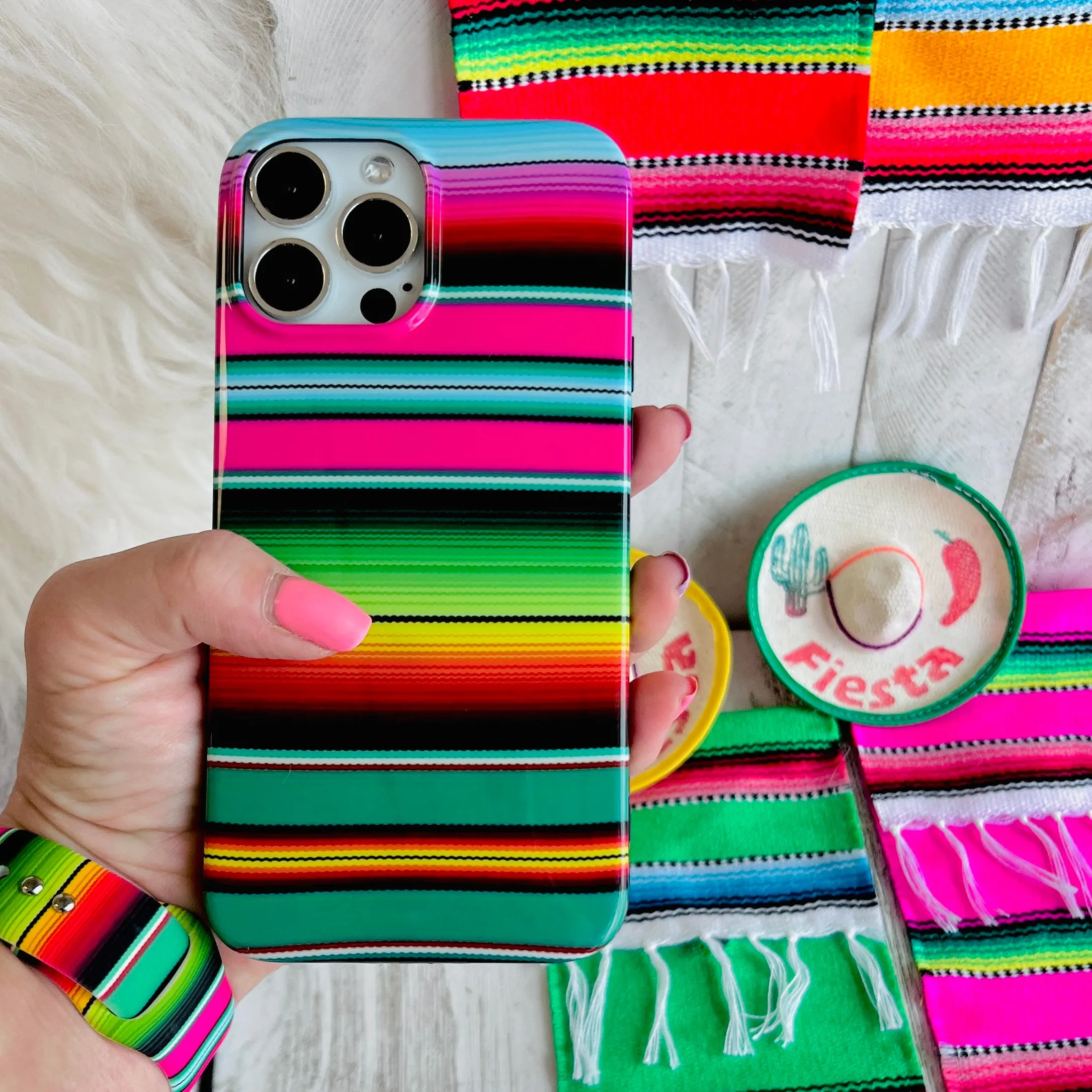 Green Sarape Blanket Phone Case For iPhone