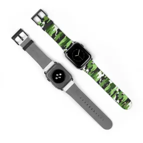 Green White Camo Watch Band, Camo Print 38mm/42mm Watch Band For Apple Watch- Made in USA