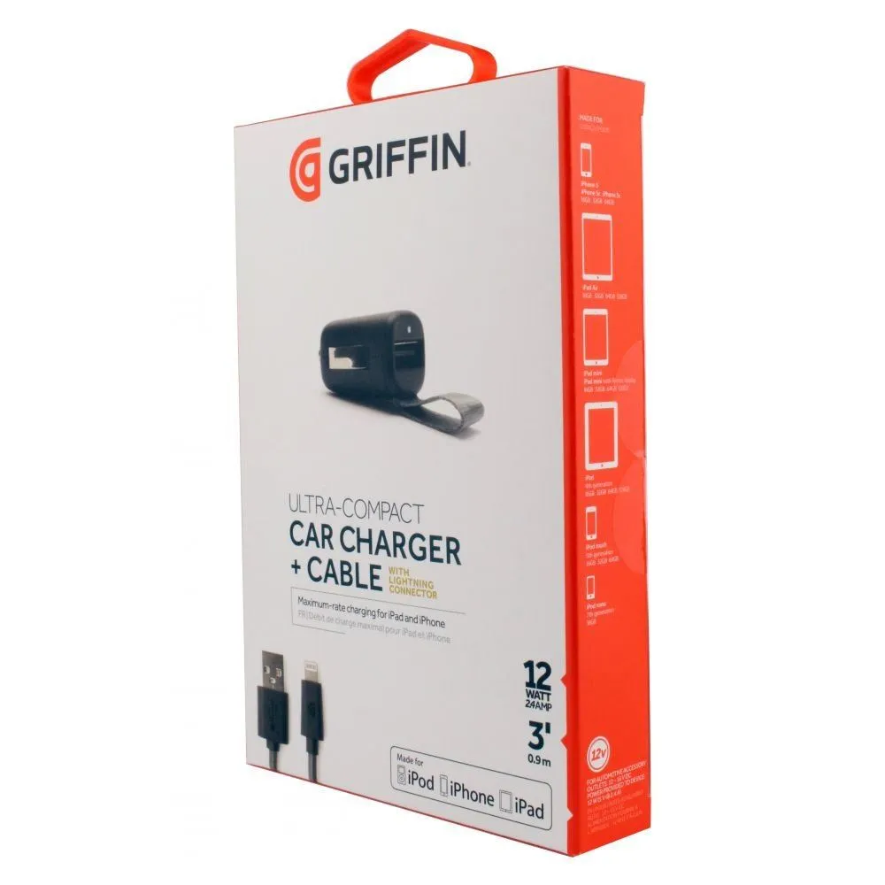 Griffin 2.4 amp 12W Car Charger with Cable - GC39940