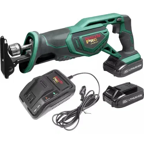 Grizzly PRO T30294X2 - 20V Reciprocating Saw Kit with 2 Li-Ion Batteries & Charger