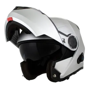 H7010 Flat Gray 'Mayday' Modular Motorcycle Helmet w/ Intercom - Built-in Speaker and Microphone for Men / Women