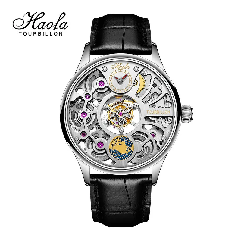 Haofa 1037 Center Tourbillon Watch Four Spring Drive Manual Tourbillon 120H Power Reserve Watches