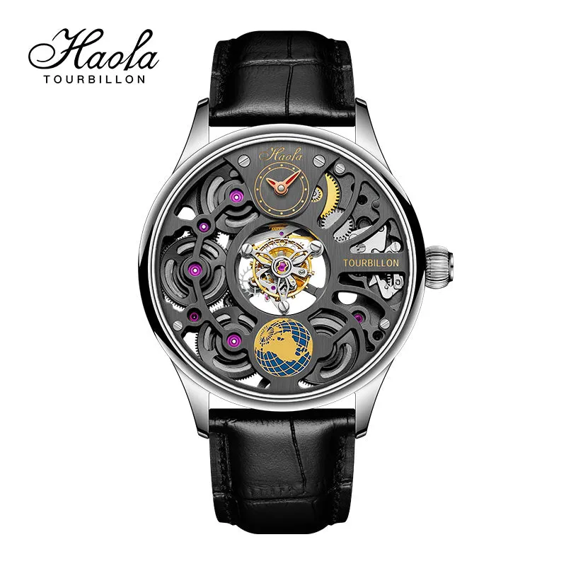 Haofa 1037 Center Tourbillon Watch Four Spring Drive Manual Tourbillon 120H Power Reserve Watches