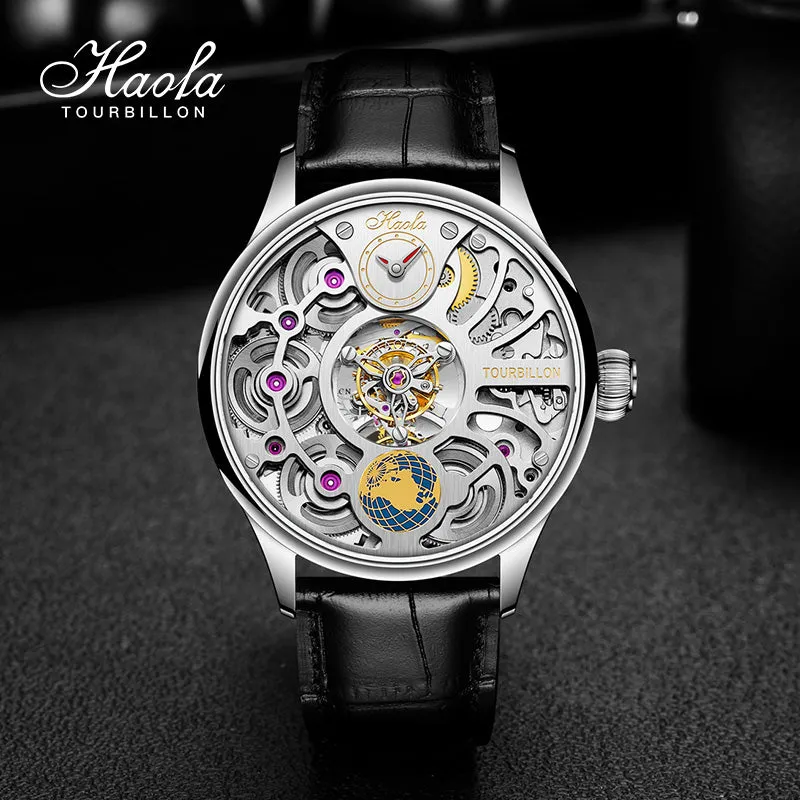 Haofa 1037 Center Tourbillon Watch Four Spring Drive Manual Tourbillon 120H Power Reserve Watches