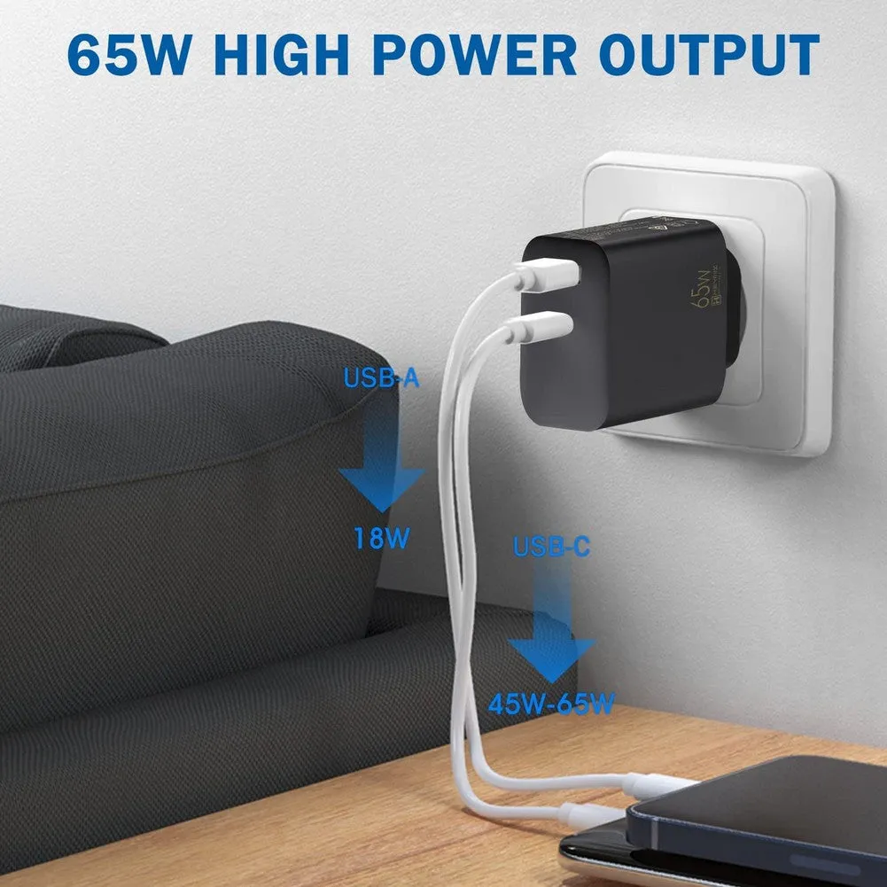 Heymix 65W GaN Dual Port USB-C USB-A PD Fast Charger