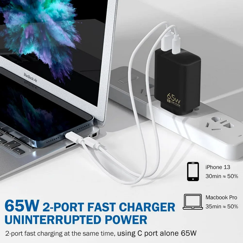 Heymix 65W GaN Dual Port USB-C USB-A PD Fast Charger