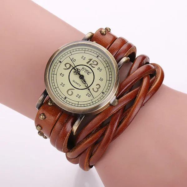 High Quality Vintage Cow Leather Rivet Watch Women Antique Wrist Watch Casual Quartz Watch Relogio Feminino Reloj Mujer