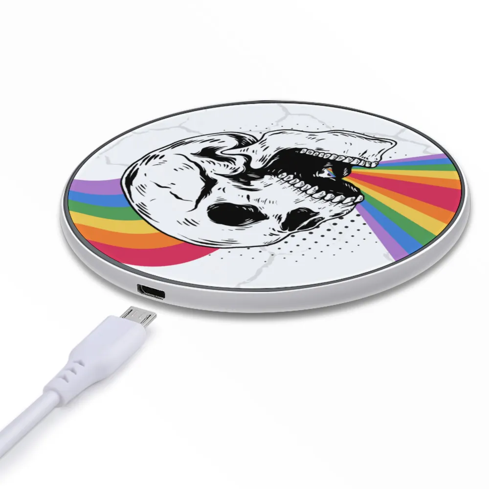 High-Quality Wireless Charging Pad | Stylish, Practical, & Portable | 10W | Halloween Rainbow Skull