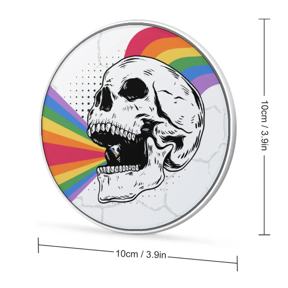 High-Quality Wireless Charging Pad | Stylish, Practical, & Portable | 10W | Halloween Rainbow Skull