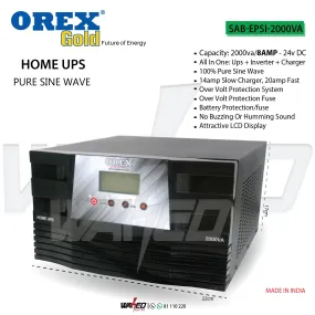 Home UPS - 2000VA /24VDc -  Pure Sign Wave