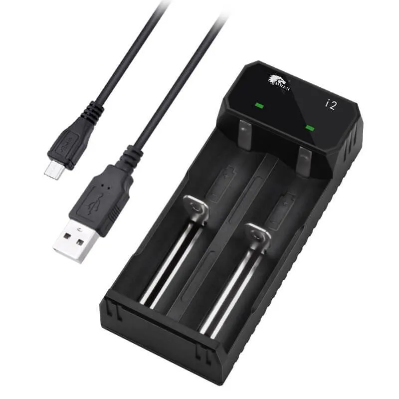 IMREN I2 Dual-Slot Universal Rechargeable Li-ion Battery Charger with USB Port