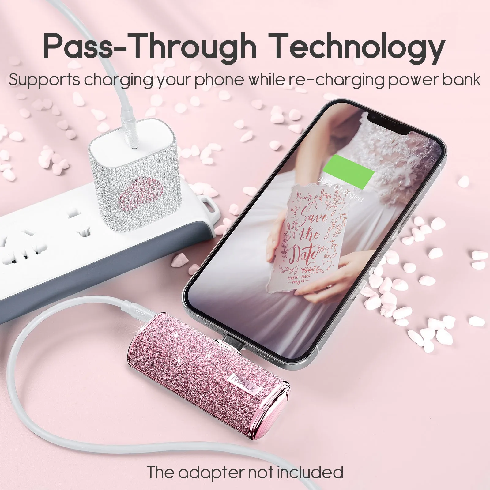 iWALK Secret4500 | 4500mAh BlingBling Portable Charger for iPhone [Built-In Lightning Connector]