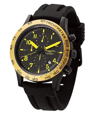 Jorg Gray 1900 Series Chronograph - Yellow Accents - Black Case & Strap