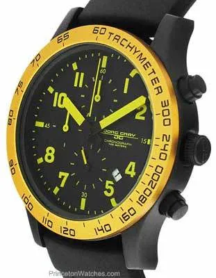 Jorg Gray 1900 Series Chronograph - Yellow Accents - Black Case & Strap