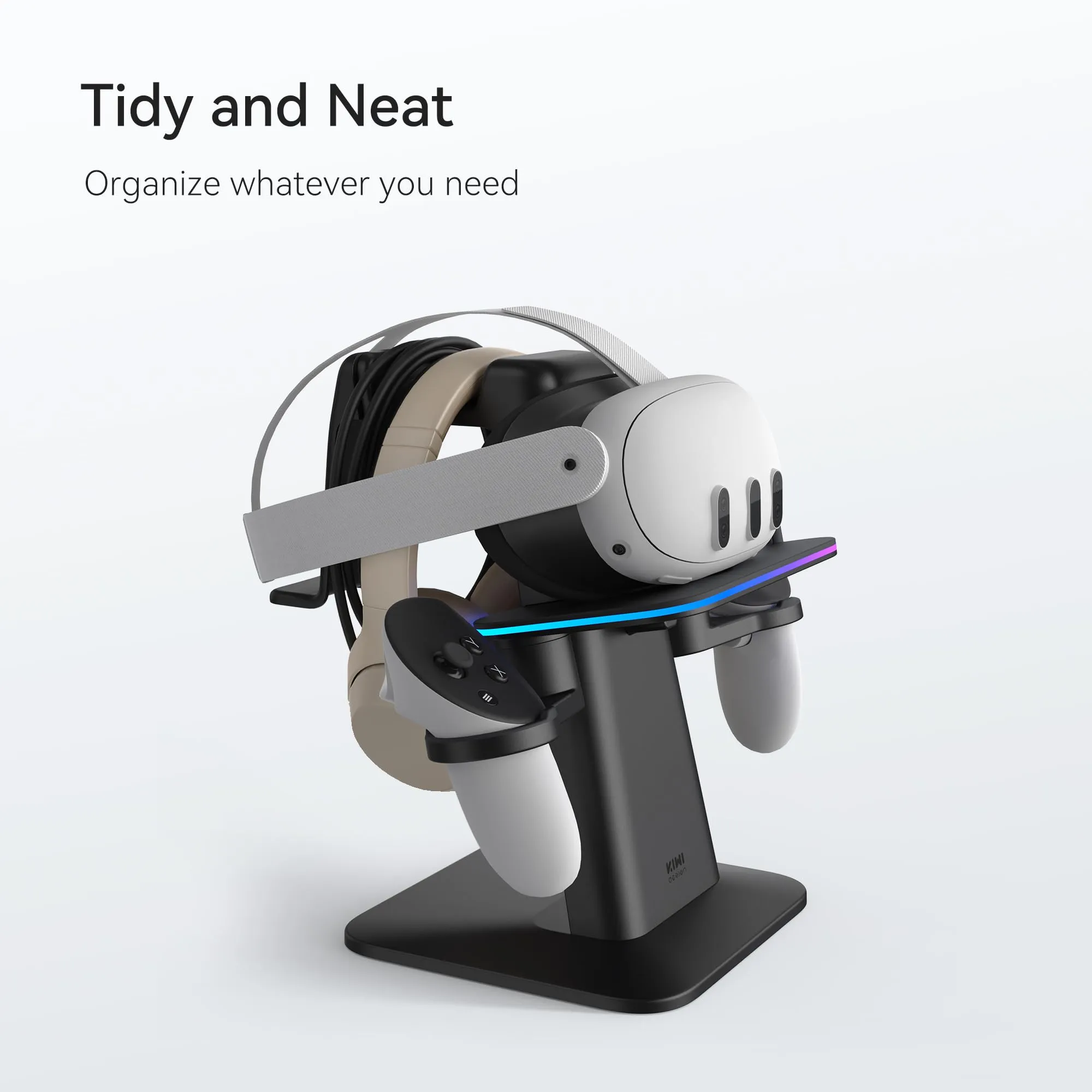 KIWI design Charging Dock for Meta Oculus Quest 3/Quest 2/Quest Pro Accessories, Meta Officially Co-Branded, RGB Vertical Charging Stand and Controller Holder