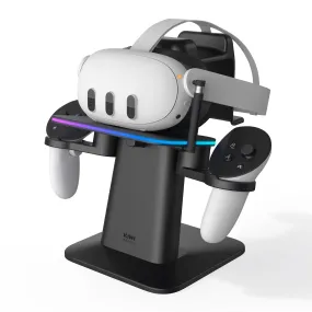 KIWI design Charging Dock for Meta Oculus Quest 3/Quest 2/Quest Pro Accessories, Meta Officially Co-Branded, RGB Vertical Charging Stand and Controller Holder