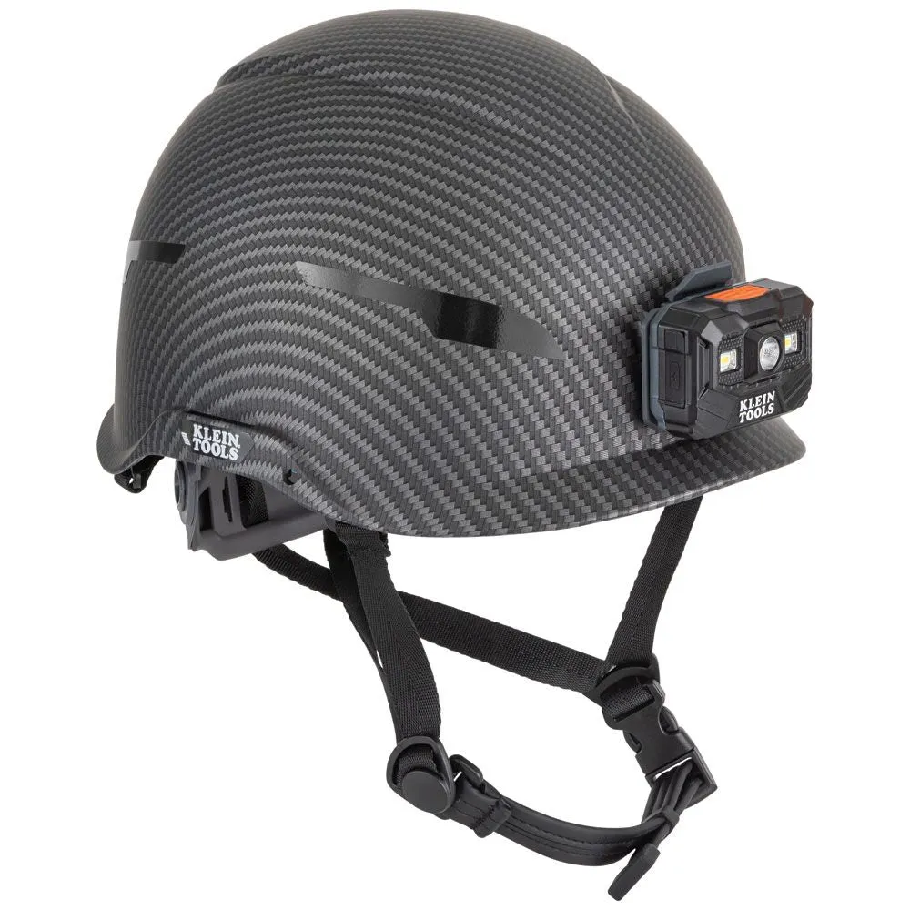 Klein 60515 Safety Helmet, Premium KARBN Pattern, Non-Vented, Class E, Headlamp