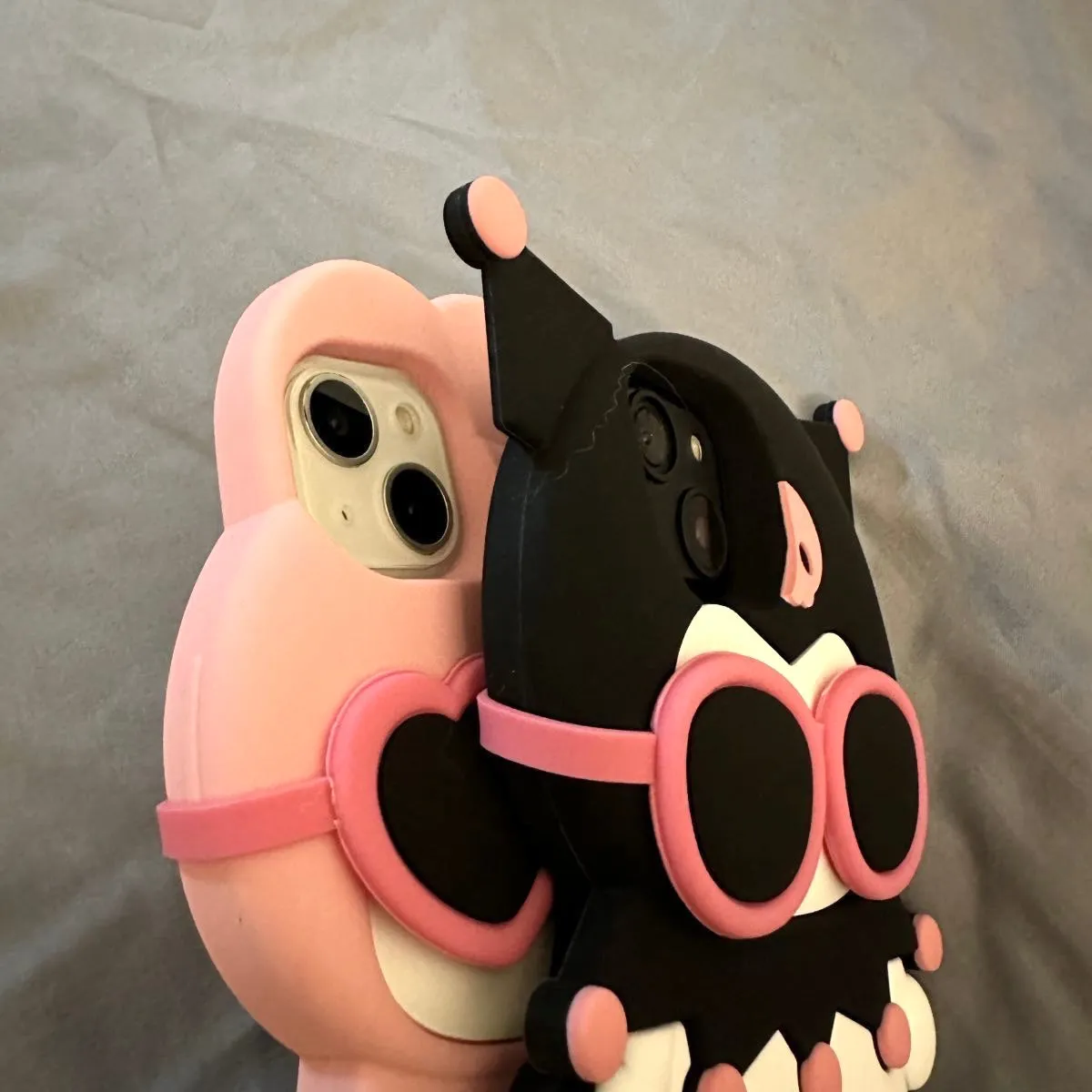 Kuromi and My Melody Inspired Creative Detachable Sunnies Silicon iPhone Case