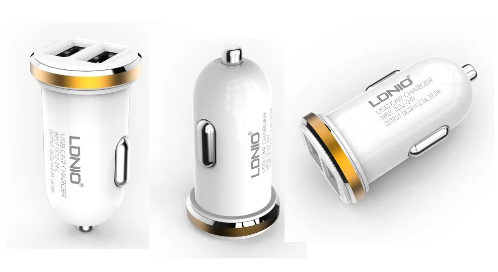 LDNIO 2 USB 5V-2.1A Quick Car Charger (Dual Port)