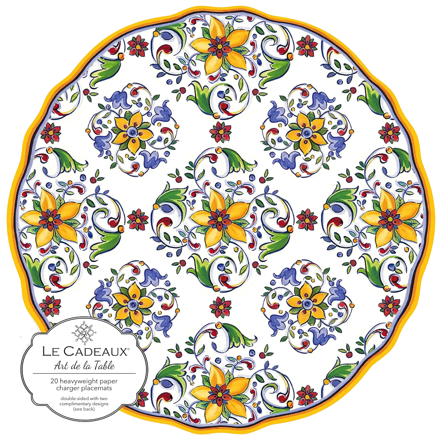 Le Cadeaux 15.5" Round Paper Placemats – Capri – Pack of 20