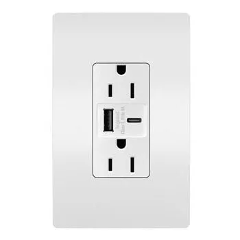 Legrand R26USBAC6W radiant® 15A Tamper-Resistant Ultra-Fast USB Type A/C Outlet