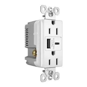 Legrand R26USBAC6W radiant® 15A Tamper-Resistant Ultra-Fast USB Type A/C Outlet