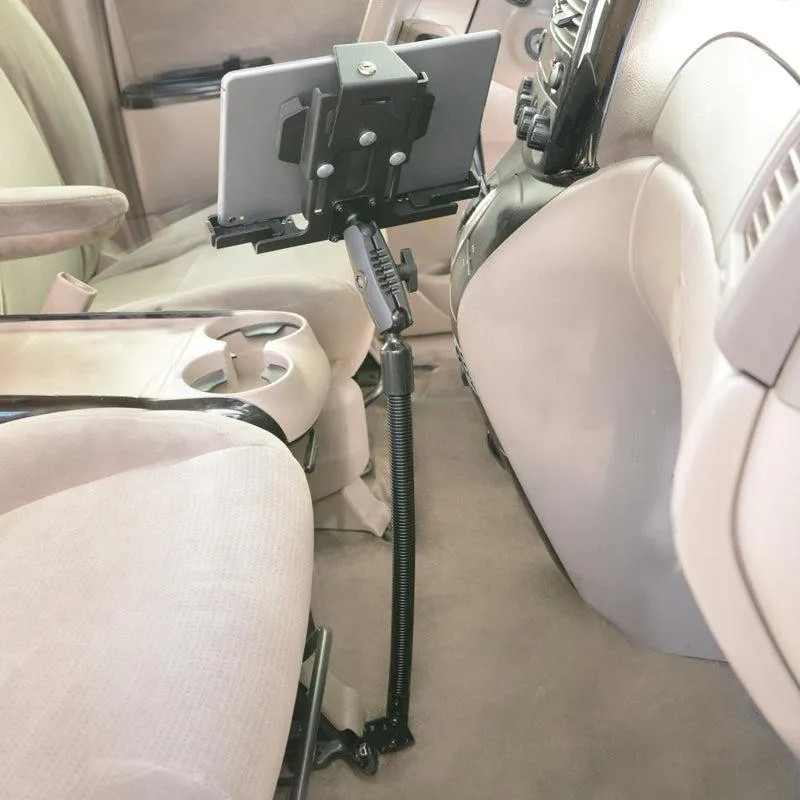 LockVise™ Metal Locking Seat Rail Tablet Mount with 18" Aluminum Gooseneck and 3.75" Shaft