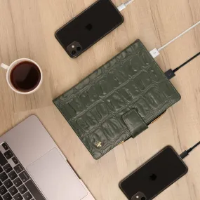 LT Smart Leather Notebook with Power Bank (5000 mAh) | Diary with Power Bank | Color: Green