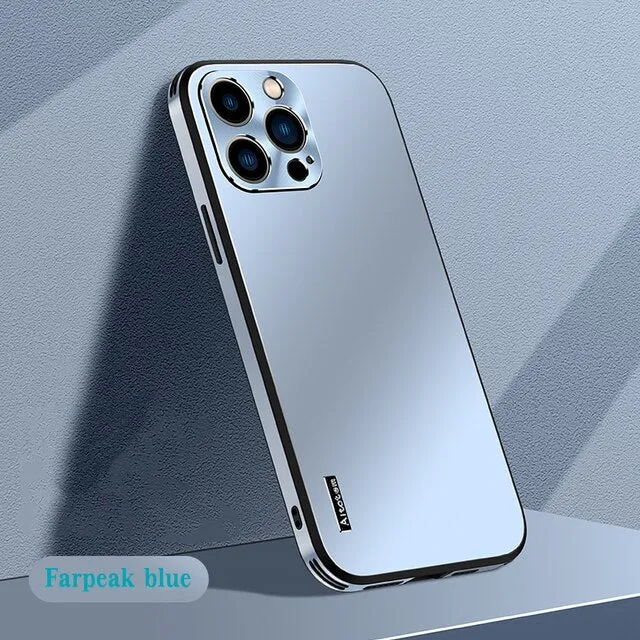 Luxury Matte Aurora Phone Case With Metal Lens protection  For iPhone