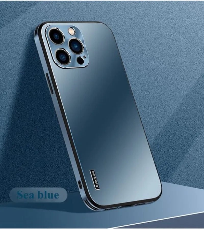 Luxury Matte Aurora Phone Case With Metal Lens protection  For iPhone