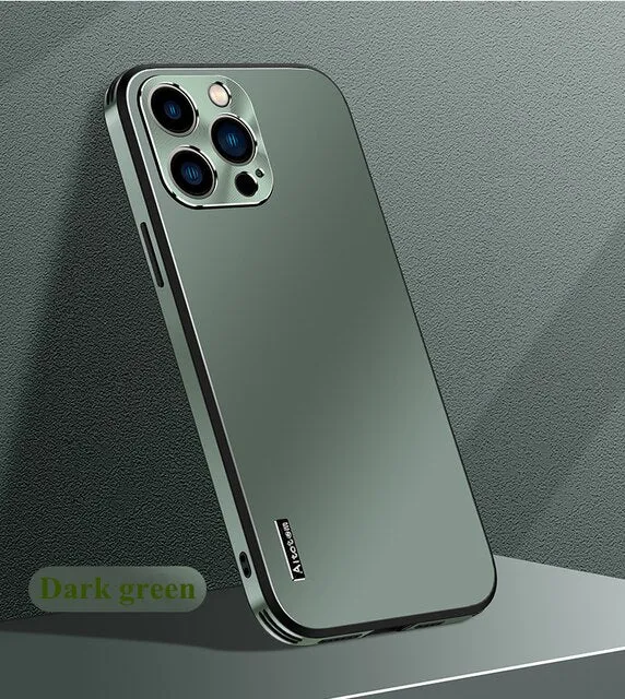 Luxury Matte Aurora Phone Case With Metal Lens protection  For iPhone