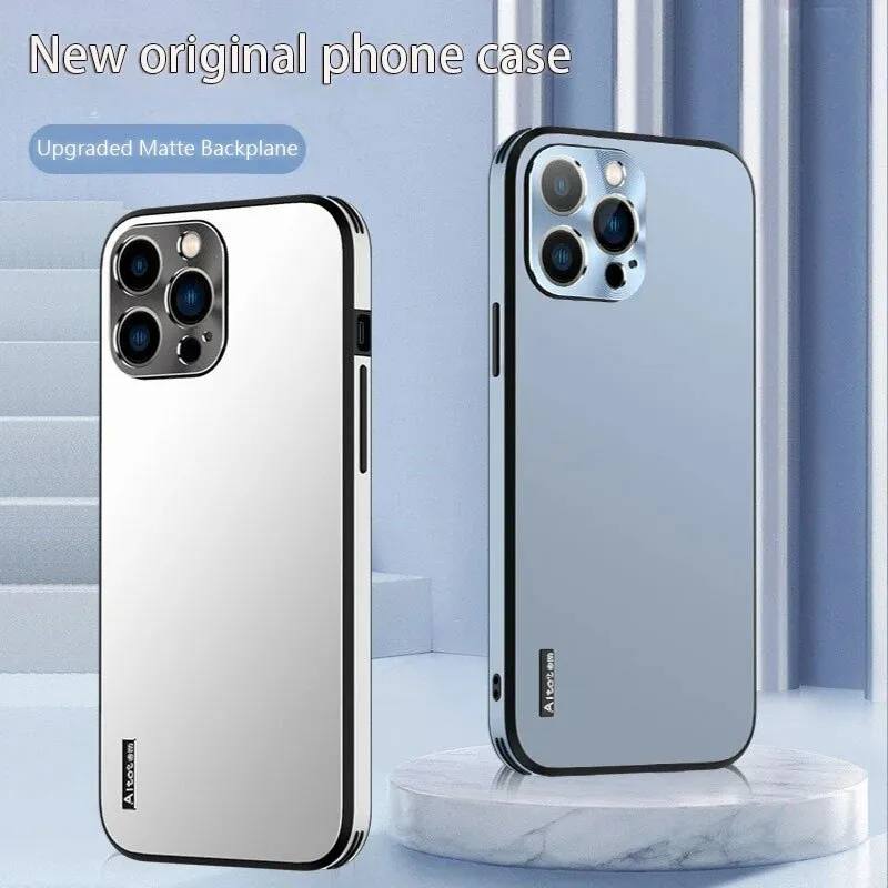 Luxury Matte Aurora Phone Case With Metal Lens protection  For iPhone