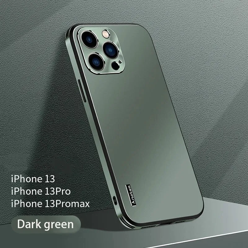 Luxury Matte Aurora Phone Case With Metal Lens protection  For iPhone