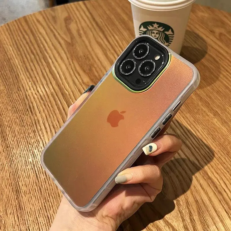 Luxury Matte Gradient Laser Case For iPhone 11 12 13 14 15 Pro Max Shockproof Case For iPhone 15 14 Plus Phone Cover Accessories