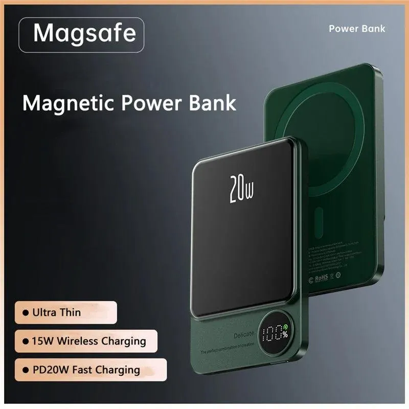 Magnetic 10000mAh Qi Wireless Power Bank with 22.5W Fast Charging for iPhone and Samsung