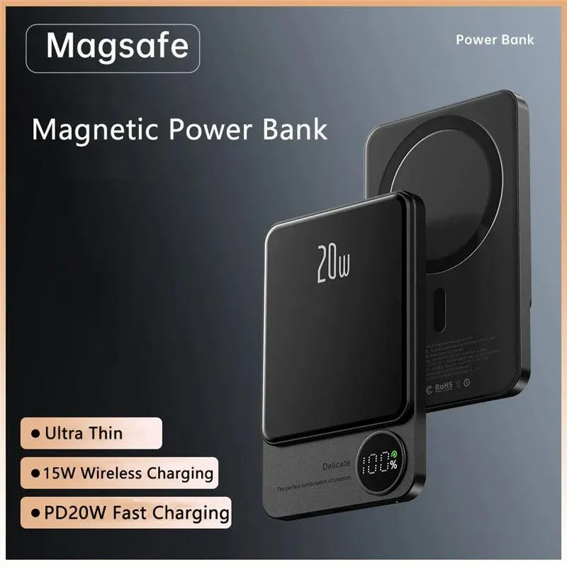 Magnetic 10000mAh Qi Wireless Power Bank with 22.5W Fast Charging for iPhone and Samsung