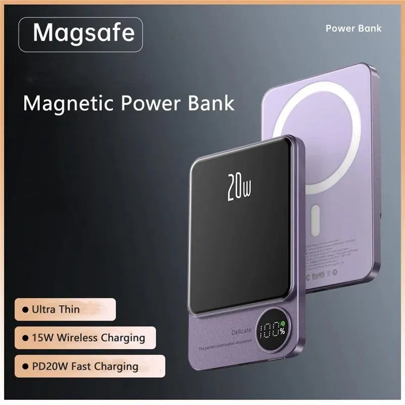 Magnetic 10000mAh Qi Wireless Power Bank with 22.5W Fast Charging for iPhone and Samsung