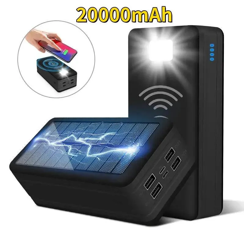 Massive 100000mAh Waterproof Solar Power Bank with Wireless Charging & Fast Charge Capability for Outdoor Adventures