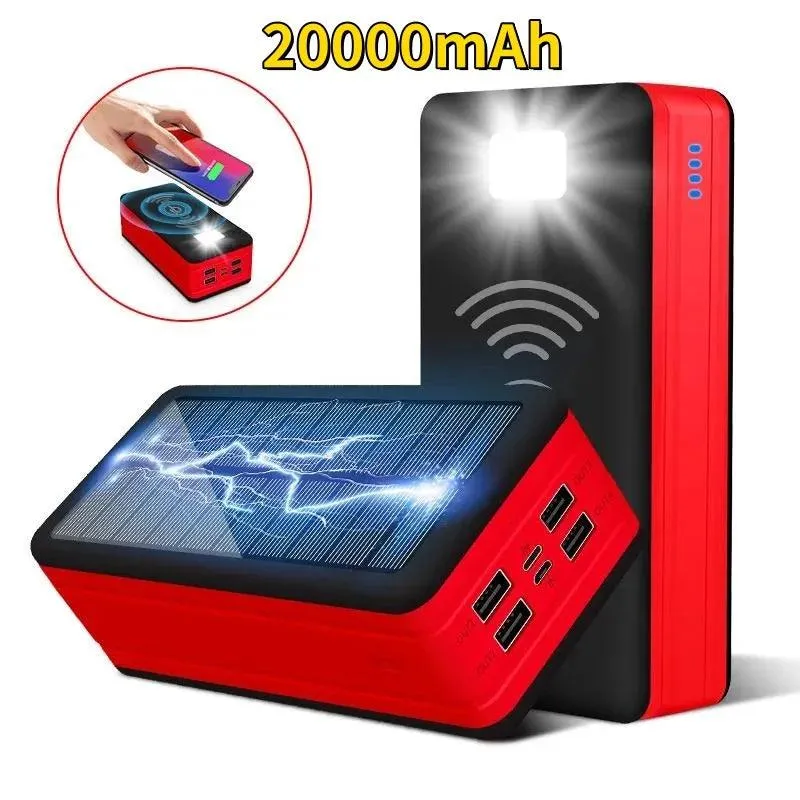 Massive 100000mAh Waterproof Solar Power Bank with Wireless Charging & Fast Charge Capability for Outdoor Adventures