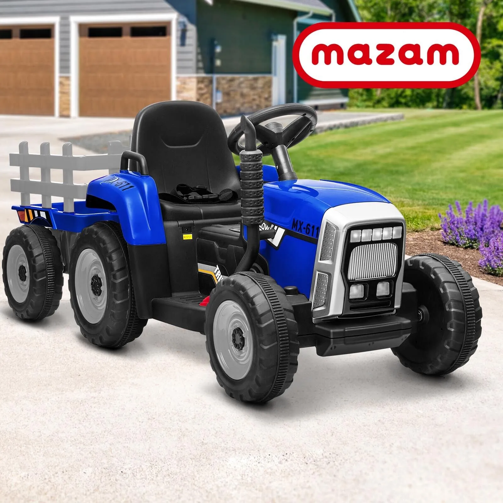 Mazam Kids Ride On Tractor W/ Trailer 12V Electric Vehicle Toys Gift Bluetooth