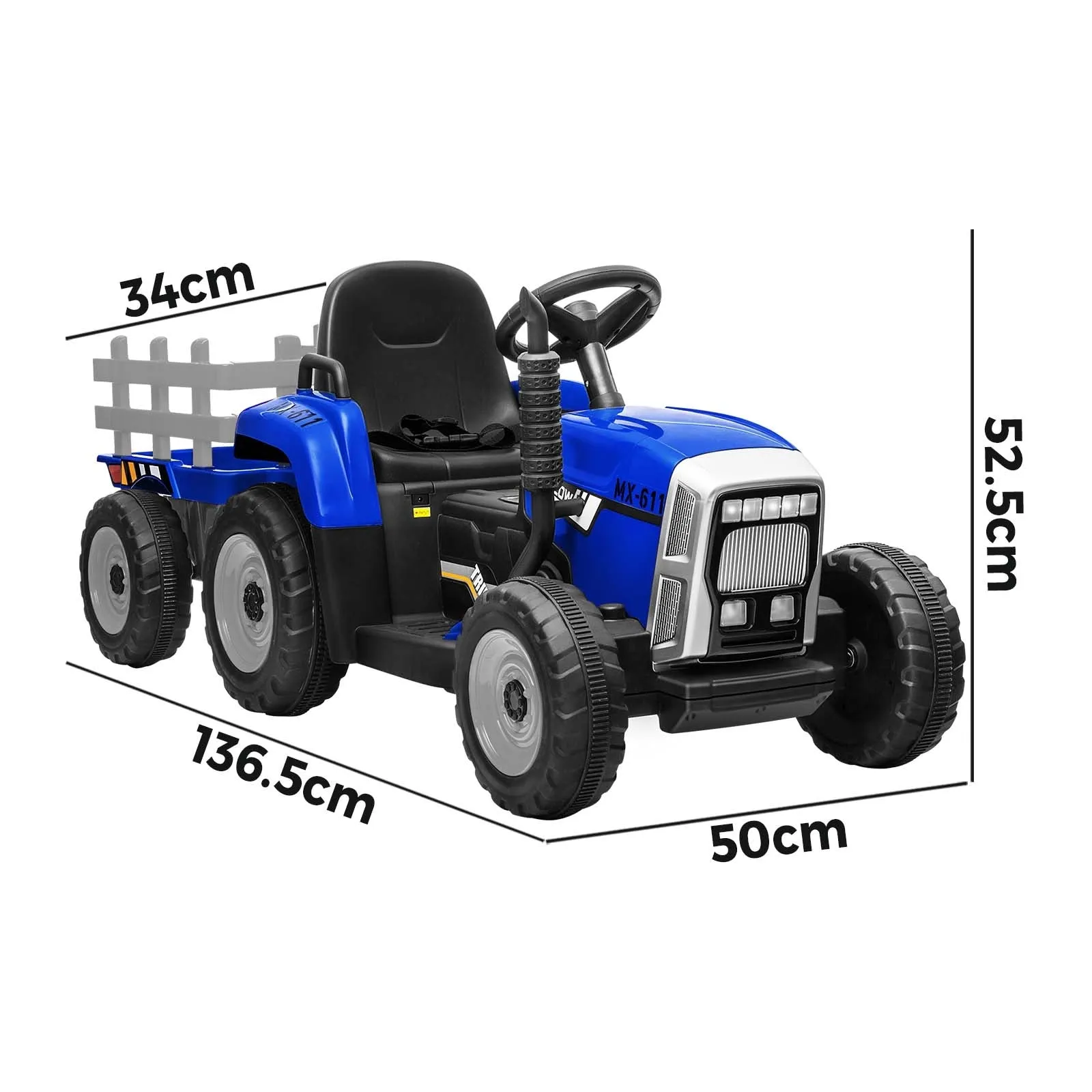 Mazam Kids Ride On Tractor W/ Trailer 12V Electric Vehicle Toys Gift Bluetooth