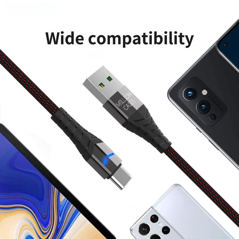 Million Cases Auto Disconnect Fast Charging Braided Type-C Cable